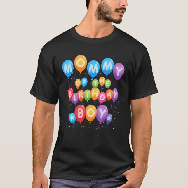 Mamma av födelsedagspojkens balloon-pojkens B-dags T Shirt (Framsida)