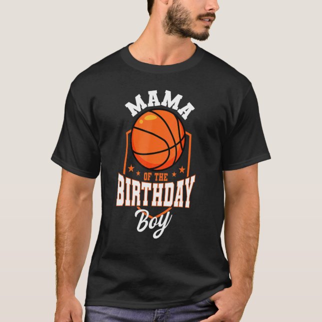 Mamma av födelsedagspressen Basketball Theme Bday  T Shirt (Framsida)