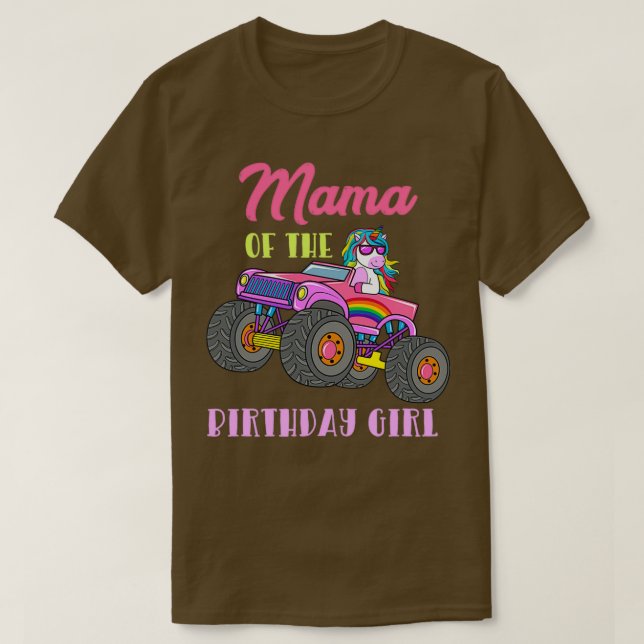 Mamma av födelsedagstjuvens monster Einhorn Lastbi T Shirt (Design framsida)