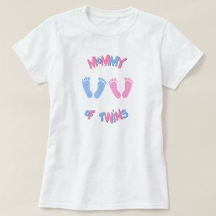 Mamma av fotavtryck av Twin Spädbarn T-shirt