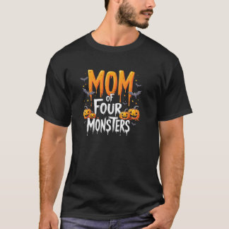 Mamma av fyra monster Halloween Art Pullover T Shirt