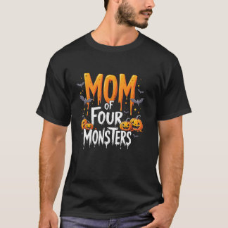 Mamma av fyra monster Halloween Art T Shirt