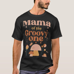 Mamma av Groovy First Birthday Hippie Mushroom T Shirt