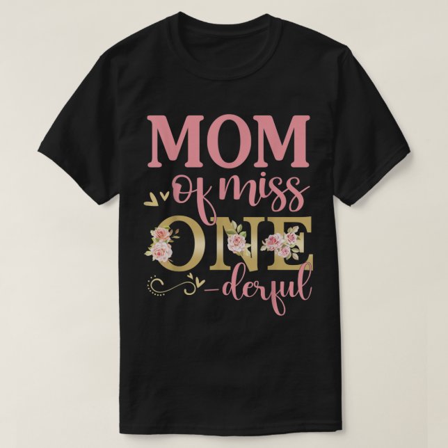 Mamma av lille miss Oenderful 1st Birthday Family  T Shirt (Design framsida)