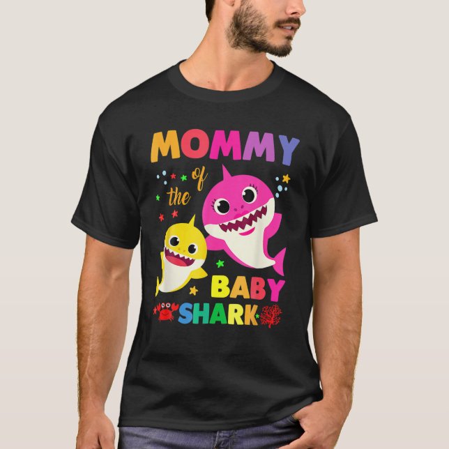 Mamma av Mamma-hajkopian från Baby vid födelsedag T Shirt (Framsida)
