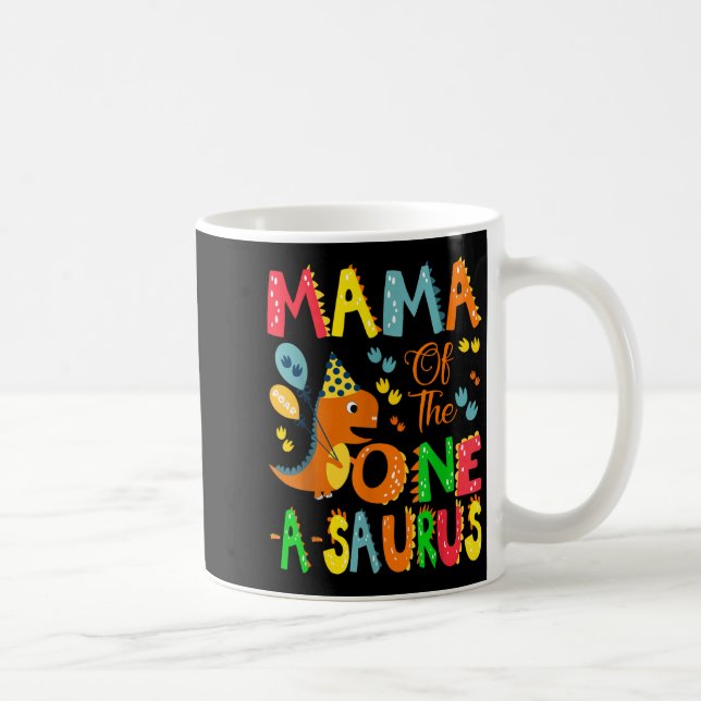 Mamma av One-a-saurus 1st Birthday Boy Dinosaur Kaffemugg (Höger)
