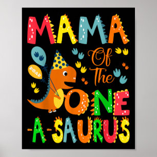 Mamma av One-a-saurus 1st Birthday Boy Dinosaur Poster
