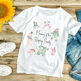 Mamma av sovskönhetsknappen t shirt