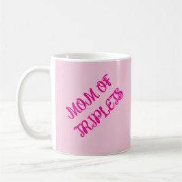 Mamma av trippelflickor, vindstilla, Rosa. Kaffemugg