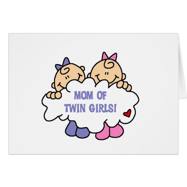 Mamma av tvilling- flickor hälsningskort (Framsidan Horizontal)