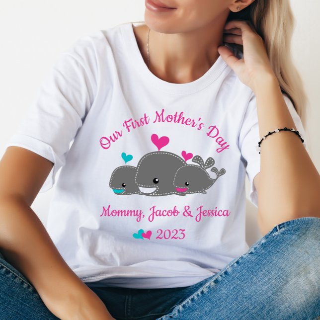 Mamma av Twillingar, Boy & Girl, Mors dag T-shirt (Skapare uppladdad)
