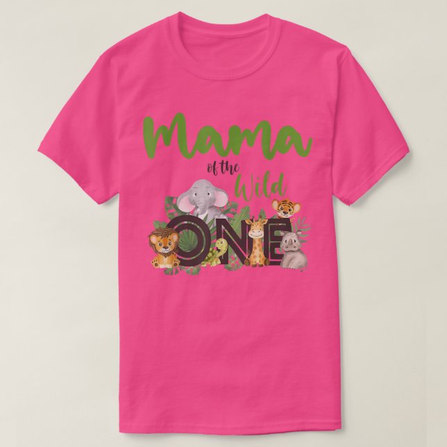 Mamma av Vild 1-djursfödelsedag Safari Jungle och T Shirt (Design framsida)