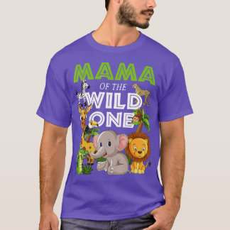 Mamma av Vild 1-djursfödelsedag Safari Jungle och T Shirt