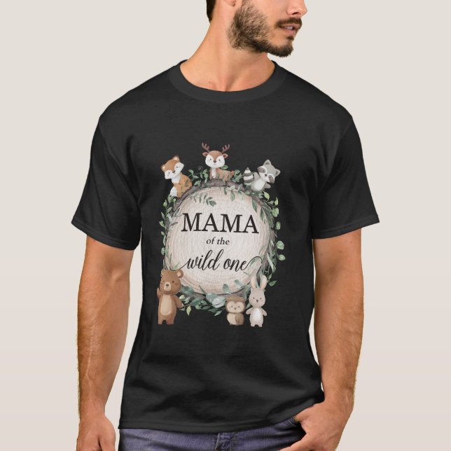 Mamma av Vild 1 Skogsdjur i skog 1:a B T Shirt (Framsida)