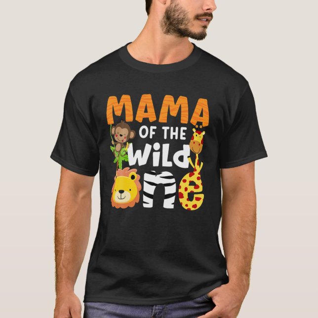 Mamma av Vild ett zoomtema Bday Safari Jungle T Shirt (Framsida)