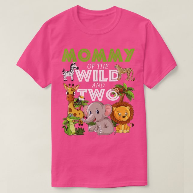 Mamma av Vild Two Zoo Birthday Safari Jungle A T Shirt (Design framsida)