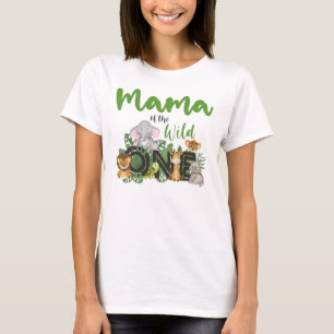 Mamma av Vilden Ett Jungle Safari Animals match T Shirt