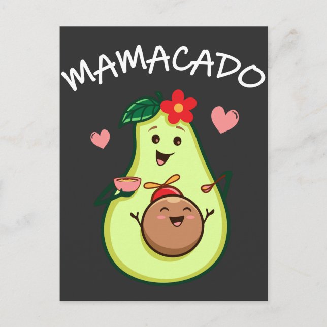 Mamma Avocado Cute Mor och barnrelationer Vykort (Framsida)