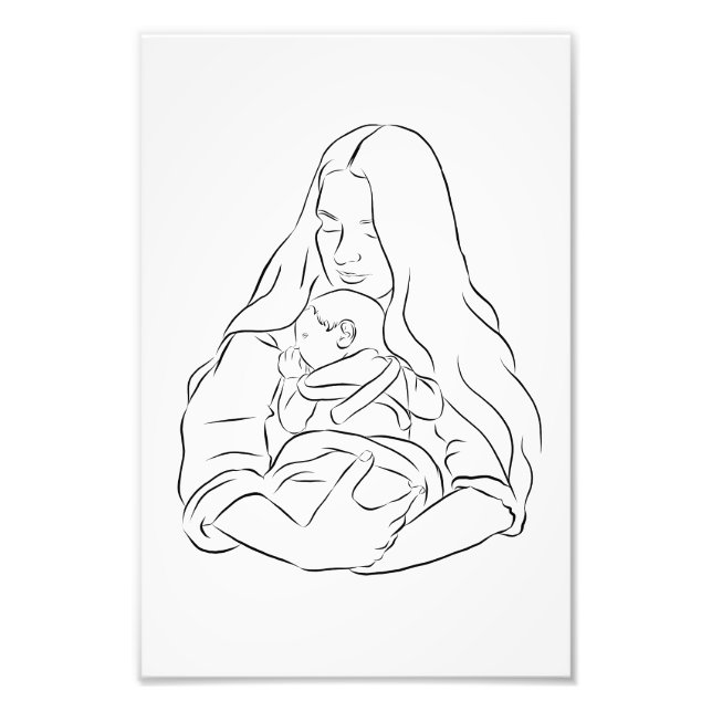 Mamma & Baby 1 Teckning Poster utskrift från min S (Framsidan)