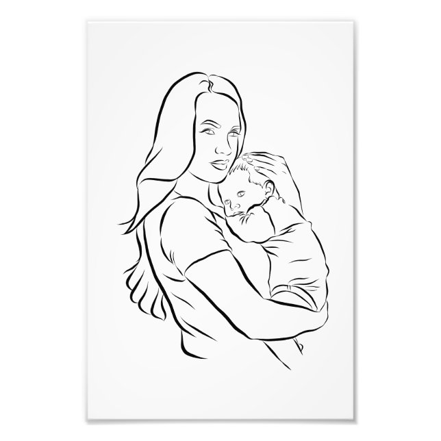 Mamma & Baby 2 Teckning Poster utskrift från min S (Framsidan)