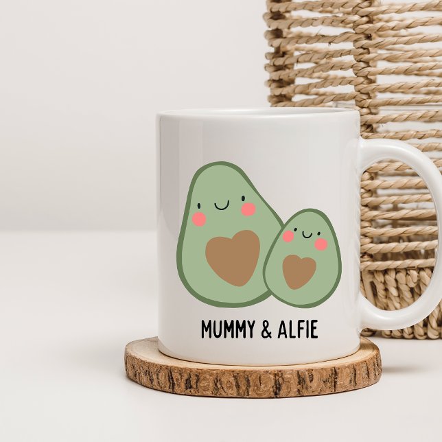 Mamma & Baby Avocado , Personlig Matching Family Kaffemugg (Skapare uppladdad)