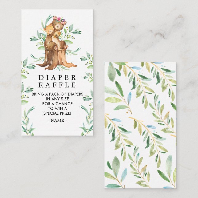 Mamma & Baby Bear Baby Shower Diaper Raffle Biljet Tilläggskort (Fram/baksida)