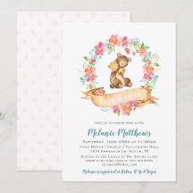 Mamma Baby Bear Watercolor Blommigt Wandeans Baby 