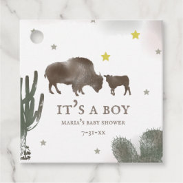 Mamma Baby Buffalo Cactus Boy Shower Gåvor Etiketter