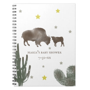 Mamma Baby Buffalo Cactus Boy Shower Guest Anteckningsbok