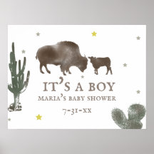 Mamma Baby Buffalo Cactus Boy Shower