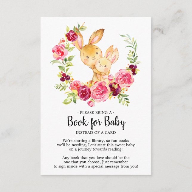 Mamma & Baby Bunny Rabbit Shower Bok för Baby Card Tilläggskort (Framsida)
