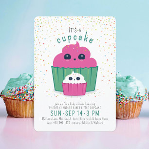 Mamma & Baby Cupcake Baby Shower Inbjudan