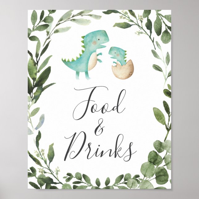 Mamma Baby Dinosaur Baby Shower Food and Drinks Si Poster (Framsidan)
