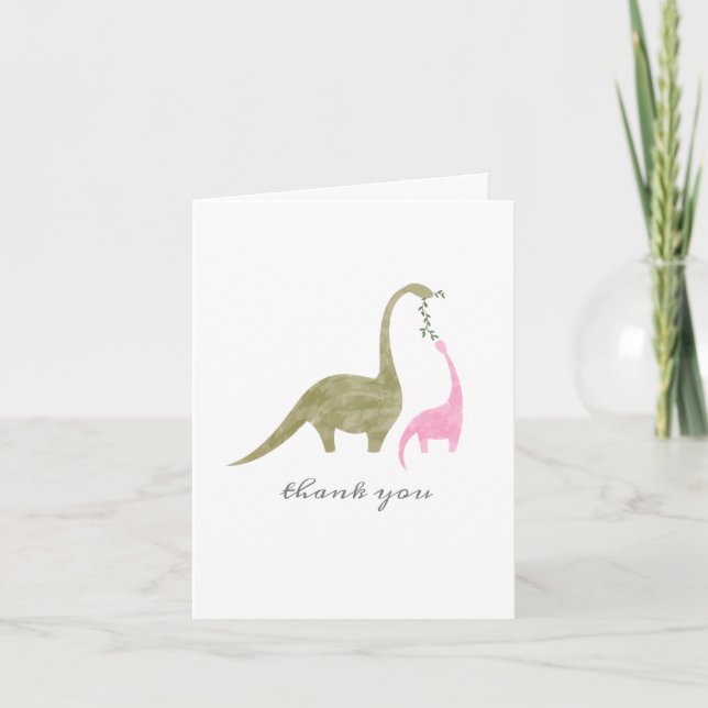Mamma Baby Dinosaur Rosa Baby Shower Tack Kort (Framsida)