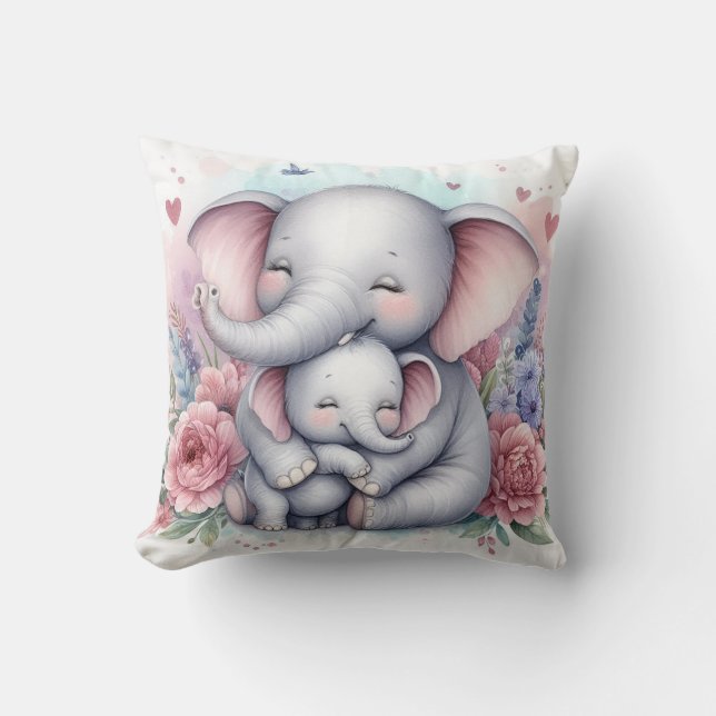 Mamma & Baby Elefant Kudde (Framsida)