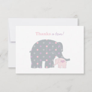 Mamma Baby Elefant Rosa Lila Prickar Tjej Tack Kort