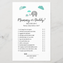 Mamma Baby Elephant med Clouds Mummy/pappa Game Flygblad