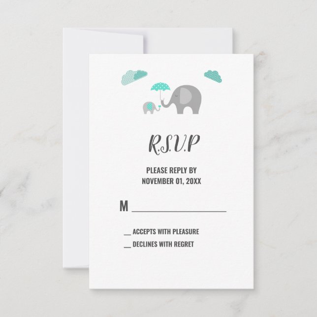 Mamma Baby Elephant med moln OSA kort (Framsida)