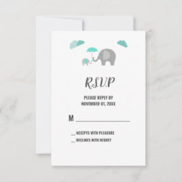 Mamma Baby Elephant med moln OSA kort