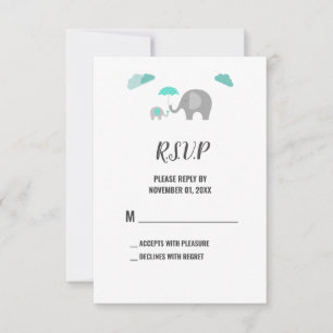 Mamma Baby Elephant med moln OSA kort