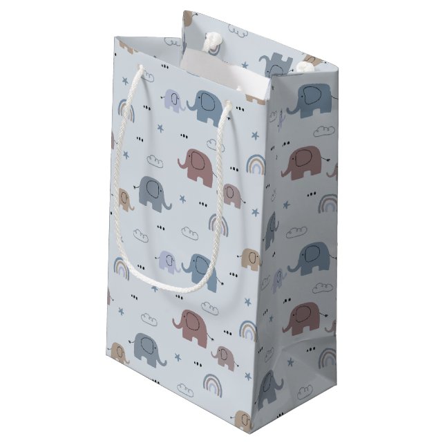 Mamma & Baby Elephant Mönster Gift Bag (Baksidan Vinklad)