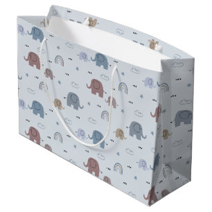 Mamma & Baby Elephant Mönster Large Gift Bag