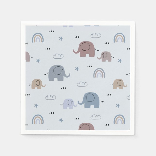 Mamma & Baby Elephant Mönster Napkins Pappersservett (Framsidan)