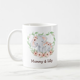 Mamma & Baby Elephant - Personlig Family Kaffemugg