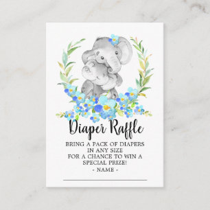 Mamma & Baby Elephant Shower Diaper Raffle Biljett Tilläggskort