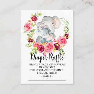 Mamma & Baby Elephant Shower Diaper Raffle Biljett Tilläggskort