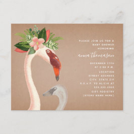Mamma + Baby Flamingo Cardstock Inspired Baby Show Inbjudningar