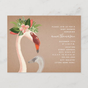 Mamma + Baby Flamingo Cardstock Inspired Baby Show Inbjudningar