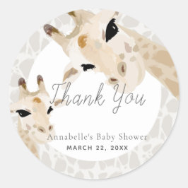 Mamma & Baby Giraffe Baby Shower Sticker Runt Klistermärke