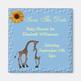 Mamma & Baby Giraffe Blue Spara datum Babykläder Magnet